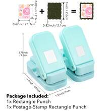 2pcs Set (1pc Serrated Edge Rectangular Punch + 1pc Solid Rectangular Punch) Layered Serrated Edge Square Paper Punch, Suitable For Scrapbooking And Collage, Stamp Style Nested Craft Punch, With Precise Alignment Hollow Design, Suitable For Card Making - Green - Green Set - View 13