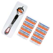 Men's 5-Blade Razor Set, 5-Layer Sharp Blade Design, Flexible Rotating Handle, Portable Non-Irritating Shaving Razor, Suitable For Daily Travel Home Use, Durable Replaceable Blades - 5-blade Model - View 11