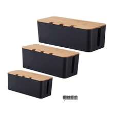 1pc/2pcs/3pcs Combination Cable Management Box Set - Wood Grain Cable Organizer Box, Wood Grain Cable Storage Cover, Wood Grain Cable Management Box With Lid, Charger Storage Box And Cable Winder, Desktop Cable Organizer, Power And Charging Cable Storage Box With Lid - Can Organize Electrical Wires, Data Cables And Various Cables, Save Desktop Outlet Storage Space, Suitable For Kitchen, Living Room, Bedroom, Office And Dining Room - Multicolor - View 16