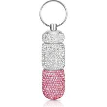 Portable Bling Keychain Storage Box 1/2/3/6 Compartments Small Travel Storage Case Pill Organizer Outdoor Rhinestone Waterproof Small Pill Holder With Keychain Cute Storage Box For Outdoor Camping Case Beautiful Holder - View 13