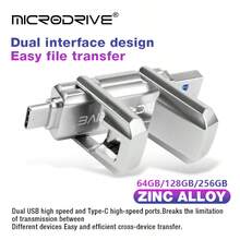 Microdrive معدني بشكل سيارة رياضية OTG USB Flash Drive USB3.2 + Type‑C 2‑In‑1 Thumb Drive، محرك تخزين معدني محمول لهاتف أندرويد، ويندوز، 32GB/64GB/128GB - مشاهدة 4