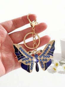 1pc Fashionable European & American Exaggerated Luxury Large Creative Insect Butterfly Keychain Bag Charm, Suitable For Women's Car Key & Bag Decoration - Gold - View 4