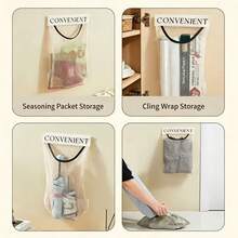 1/2pcs Wall‑Mounted Mesh Storage Bag, Detachable Hook And Loop Hanging Organizer, Breathable Net Pouch For Kitchen Cabinet Door, Space‑Saving Organizer For Plastic Bags, Seasonings & Sundries - Multicolor - View 10
