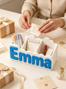 Personalized Name Storage Box, 3D Printed Custom Letter Desktop Organizer, Vanity Makeup Brush Holder, Stationery Storage Box, Unique Home Decor - Multicolor - View 5