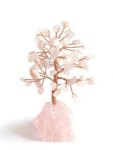 1pc Natural Crystal Tree Shaped Quartz Crystal With Copper Wire, Suitable For Bedroom Desktop Home Decor, Simulated Tree-Shaped Gemstone Ornament, Also Can Be Used As A Spiritual Gift (Natural Stone, Base Shape Varies) - Original Stone Tree - View 2