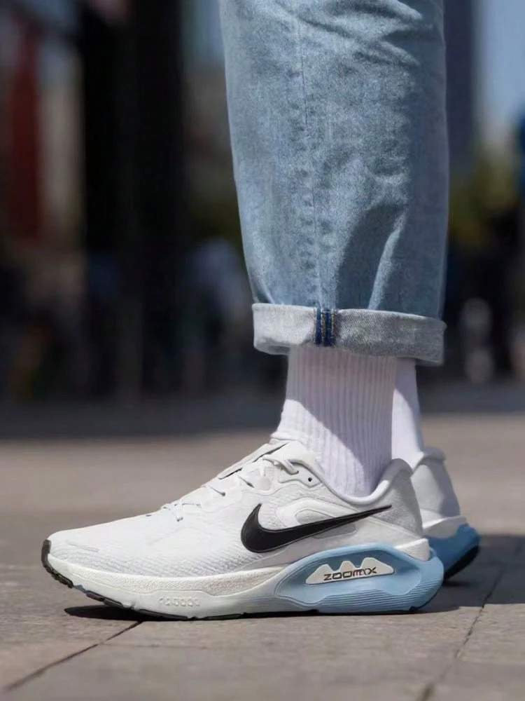 Sepatu Lari Nike Structure Plus Sport Comfort, Tahan Lama, Bernapas, dan Mendukung, Model Low-Top, Pria, Putih/Biru - Putih biru - View 1