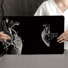1件黑色背景復古人體心臟解剖圖案平板保護殼，附筆槽，相容 iPad 10代 Smart Case/Air 13(M3 2025)/Air 11/11(A16 2025)，相容 OPPO Pad，相容 MatePad，相容 Vivo Pad，相容 Honor Pad，相容 Xiaoxin Pad - 彩色 - 查看 10