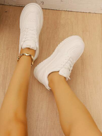 Fashionable Comfortable Thick Sole Shoes, White Lining, Versatile All-Season Formal Shoes Round Toe Wedge Heel Thick Sole Slip-On Shoes For Women, Elegant Versatile Slip-On Shoes