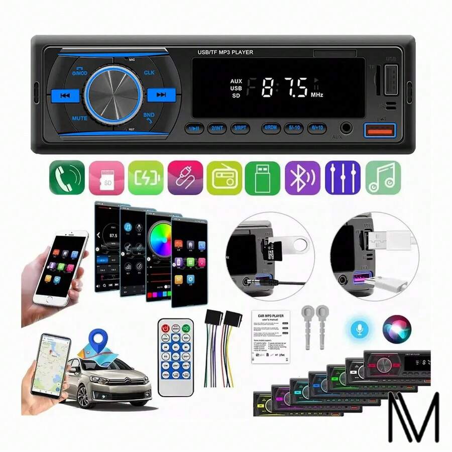 Car Stereo MP3 Bluetooth Audio Player With 2 USB Ports - A - View 1