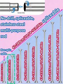 Extra Long Stainless Steel Curtain Rod, Shower Curtain Rod, Curtain Rod, Wardrobe Hanging Rod, Extendable Rod, Laundry Drying Rod, Hanging Rod, Bracket, Kitchen Utensil Storage Rod, Curtain Rod, Adjustable Length, Shower Curtain Rod, Kitchen Bathroom Cabinet Shoe Rack Easily Extendable Rod, Adjustable Stainless Steel Drying Rack, Bathroom Extendable Towel Rod, Drying Rack, Curtain Bar Cabinet Hanging Rod, Extendable Shower Curtain Bar Balcony Railing, Suitable For Curtains, Doors And Bedroom Storage. Telescopic Curtain Rod, Spiral Design, Adjustable Base - Multicolor - View 44