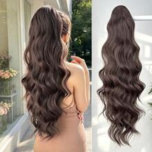 Claw Shaped Ponytail Extension Hair Accessory Black Brown Burgundy Gradient Brown Gradient Gray Multi-Color 28 Inch Deep Wave Heat-Resistant Fiber Synthetic Ponytail Wig, Suitable For Women's Christmas, Parties, And Daily Use - Black Brown - View 12