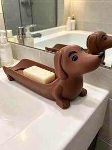 Dachshund Tray Decor Ornament, Desktop Decoration, Home Decor, Dachshund Shaped Decorative Tray, Key Storage Rack, Makeup Brush Storage Rack, Bathroom Drainage Decor, Stationery Storage Tray - Multicolor - View 5