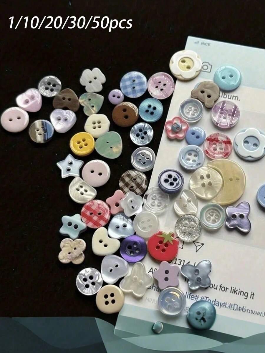 50/30/20/10/5pcs Colorful Buttons, Suitable For DIY Clothing, Sweaters And Handmade Crafts (Random Style)