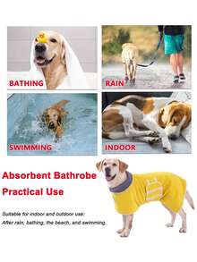 1pc Reversible Dog Absorbent Bathrobe, Plush Bathrobe, Soft And Comfortable, Quick-Drying And Adjustable, Suitable For Different Dog Breeds And Body Types, Ideal For Bathing, Swimming, Beach And Daily Care - Multicolor - View 10