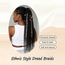 24 Inch Black, Gold, Gradient Brown Straight Hair Hippie Style 14 Strands Handmade Synthetic Fiber Crochet Braids Hair Extensions, Suitable For Women - Multicolor - View 6
