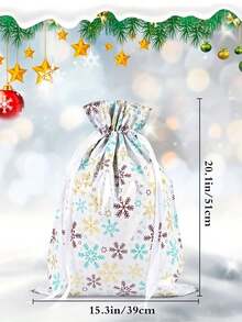 3pcs/1pc 51cm*39cmLarge Christmas Drawstring Gift Bag – Reusable, Durable Plastic Bag With Snowflake Print – Holiday Shopping Bag – Suitable For Christmas, Everyday Use, And Themed Parties - One Size Fits All - View 3