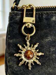 1pc Unisex Minimalist Sun Keyring Vintage Style, Suitable For Students, Couples Or Friends Gift, Backpack Accessory, Key Chain, Pendant Bag, Pendant, Gothic Key Ring - Multicolor - View 3