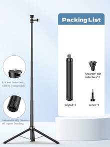 Portable Video Live Streaming Stand, One-Click Quick Deployment. 1.6m Aluminum Alloy Selfie Stick Tripod, Can Be Handheld Or Placed On The Ground. Suitable For Webcams, Cameras, Can Be Equipped With Phone Holder, Compatible With Multiple Phone Models. - A - View 9