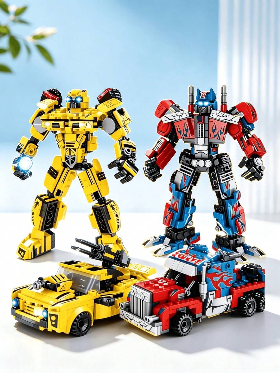 401PC/405PC Building Blocks, Transformable Robot Car 2-In-1 Model Building Toy, Ideal Independence Day/Christmas/Halloween/Thanksgiving/Birthday/Gift - Multicolor - View 1