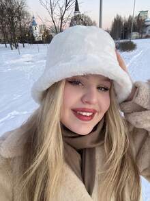 1PC Women's Solid Color Faux Mink Fur Hat, Autumn/Winter New Soft Comfortable Warm Minimalist Hat, Casual Versatile Warm Windproof Suitable For Daily Wear, Can Be Paired With Scarf - Multicolor - View 15