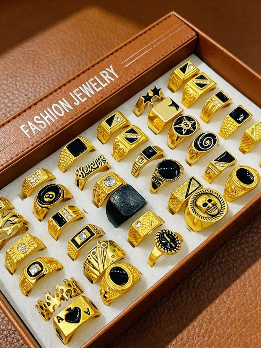 10pcs Punk Hip Hop Men's Rings Set, Gothic Multi-Piece Unisex Finger Rings, Party Holiday Daily Wear Fashion Jewelry Gift, Random Style For Men And Women