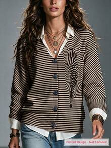 ASHKATIA Women's Plus-Size Fall And Winter Clothing, Zebra Print, V-Neck Button Cardigan Curve Plus - Multicolor - View 1