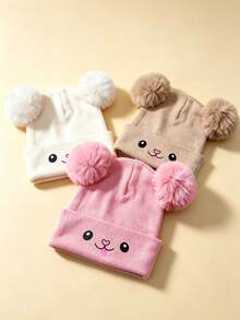 1/3pcs Solid Color Warm Rabbit Knit Hat, Suitable For Infants, Girls And Boys In Autumn/Winter, Perfect As A Cozy Home Party Gift For Babies - Multicolor - View 31