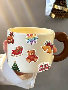 50Pcs Cute Knitted Christmas Stickers Cartoon Santa Reindeer Christmas Tree Stickers For Fridge Phone Water Bottle Envelope Gift DIY Craft Stickers - Multicolor - View 5