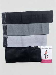 4pcs Non-Slip Fabric Hip Resistance Band Set, Thick Hip Exercise Loop Bands With Storage Bag, For Squats, Glute Training, Yoga Home Gym Workout Equipment - Multicolor - View 4
