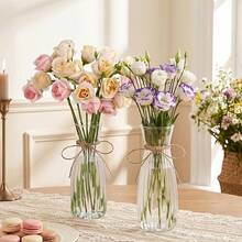 1/5/10pcs Plastic Flower Vase With Jute Rope, Small Country Style Flower Vase Set, Transparent Plastic Vase Suitable For Table Flower Arrangement, Pastoral Home Decor, Wedding, Dining Table And Party Decoration - A - View 10