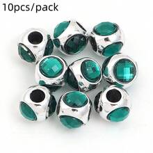 10pcs/Pack Zinc Alloy Three-Sided Rhinestone Large Hole Beads 11mm Elegant Palace Style Colorful Spacer Beads For Bracelet Necklace Keychain Phone Pendant Handmade DIY Earring Hair Accessory Jewelry Findings - Three-sided Rhinestone Beads - View 13
