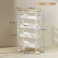 5-Tier Storage Trolley On Wheels - Black On-Site - White + Metal - View 3