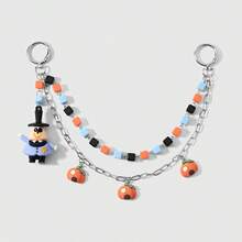 Halloween Series Multi-Color Square Chain Bat Pumpkin Bell Wizard Handmade Woven Rope Keychain Bag Pendant - Multicolor - View 10