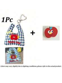 Embroidered Mini Handbag Pendant, Cute Fruit Plaid Bag Charm, Shopping Bag Pendant, Multi-Functional Backpack Accessory, Heart Buckle Keychain Bag Decoration, Holiday Gift, Birthday Gift, Shopping Bag Fruit Heart Buckle Hanging Rope, Girly Backpack Keychain Decoration Pendant, Back To School Essential Backpack Charm, Christmas Gift - Multicolor - View 14
