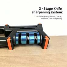 4-In-1 Diamond Quick Knife Sharpener, Dull Blade Killer, Fine Grinding Stone, Household Non-Automatic Knife Sharpener, Portable Kitchen Camping Knife Sharpener - Black Silver - View 5