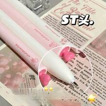 4pcs Heart-Shaped Click Gel Pens | Pink Novelty Pens, 0.5mm Quick-Dry Ink, Ballpoint Pens, Suitable For Love Letters, Valentine's Day And Romantic Journals - Sets - View 4