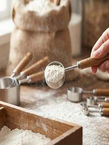8‑Piece Stainless‑Steel Measuring Cup And Spoon Set With Engraved Markings On Wooden Handles, Stackable Or Hangable For Storage, For Precise Measurements In Baking, Cooking And Coffee Seasoning - Silver - View 7