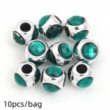 10pcs/Pack Zinc Alloy Three-Sided Rhinestone Large Hole Beads, Bohemian Alloy Loose Beads, DIY Bracelet Necklace Pendant Jewelry Making Accessories - Large-hole Beads - View 17