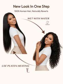 2-In-1 Wet And Wavy Bye-Bye Slip™ 7x5 Lace Closure Glueless Wig For Beginners Two Styles In One Wig Glue-Free Pre-Styled Pre-Cut Pre-Plucked Pre-Bleached Transparent Lace Parting Flexibility Drawstring 100% Human Hair Beginner Friendly Unice Wig - SNatural - View 8