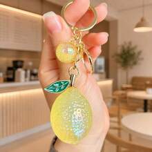 1pc Creative Cute Acrylic Jelly Fruit Lemon Keychain, Highly Attractive Bag Charm, Suitable As Small Gift For Girls - Multicolor - View 11
