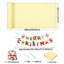 Balcony Privacy Screen, Christmas DIY Yard Decor, Balcony Railing Privacy Screen + Detachable Christmas Bunting, Reusable Porch, Fence Cover Decoration With Rope Ties - Beige - Multicolor - View 14