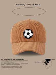 1 chiếc mũ lưỡi trai bóng chày nam nhung kẻ sọc vintage, in chữ "Football", có thể điều chỉnh, mũ streetwear cho mùa đông và mùa xuân - Nhiều màu - Xem 7