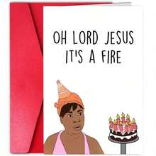 OBOVAY 1Pc Oh Lord Jesus, This Is A Fire. Fun Birthday Card With Envelope , Suitable For Family, Friends, Men And Women, Small Business Items, Unusual Items, Thank-You Cards, Birthday Decorations, Humorous Birthday Cards. - View 5