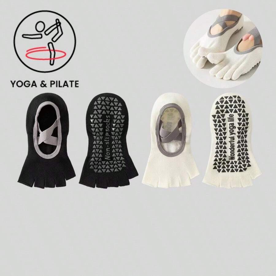 2/4 Pairs Women's Non-Slip Grip Pilates Yoga Barefoot Indoor Workout ...
