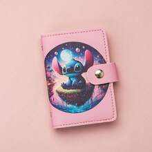 Mesuca Cute Snap‑Button Stitch Cartoon Wallet, Soft PU Leather Adorable Alien Character Fruit Floral Print Multi‑Color Mini Rectangular - Multicolor - View 7