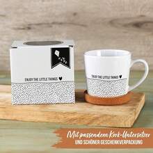Ceramic Coffee Mug With Cork Coaster, Quote Mug For Coffee And Tea, Table Decoration For Home & Office - White - View 2