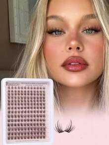 Brown Natural Wispy Lash Clusters, Anime Lash Clusters, Spiky Lash Extensions, C Curl Individual Lash Extensions, Spiky Individual Lash Extensions, 8-16mm Flat Bottom Lash Clusters, DIY Eyelash Extensions At Home - D - View 2