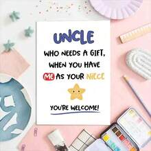 OBOVAY 1pc Funny Birthday Card For Uncle, With Envelope, Humorous Birthday Card For Uncle, "Having Me As Your Niece Is Enough" Birthday Card Niece - New Arrival - View 2