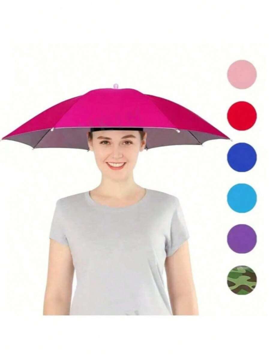 Topi Payung Pelindung Matahari dengan Band Kepala Elastis, Cocok untuk Camping dan Memancing, Perlindungan UV