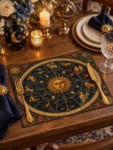 Mystical Sun And Moon Embracing Face Table Runner, Vintage Astrology Cosmic Starry Sky Pattern, Gothic Bohemian Witch Style, Suitable For Restaurant Party Home Decor - Multicolor - View 4